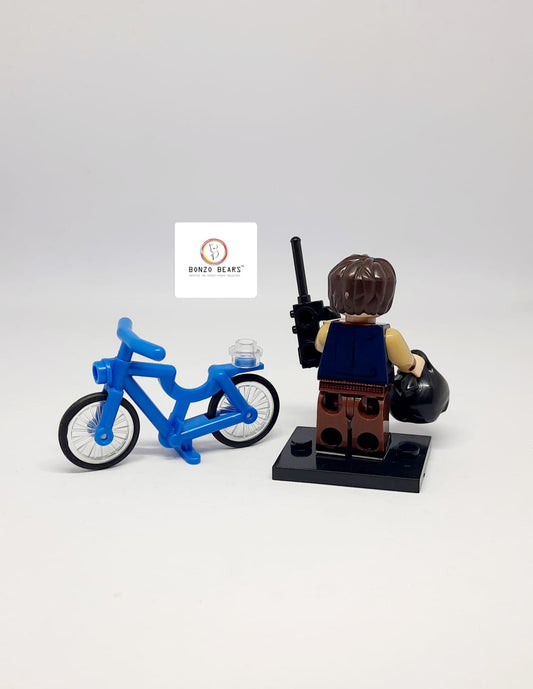 Will Byers with Walkie Talkie & Black bag with Blue Cycle - LEGO Compatible Mini Figure | Stranger Things