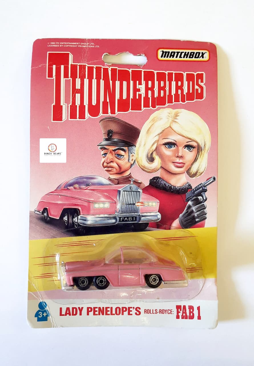 Thunderbirds Lady Penelope's Rolls Royce FAB 1- Matchbox (1992 Released) Fair Card | Bonzo Bears |BB12
