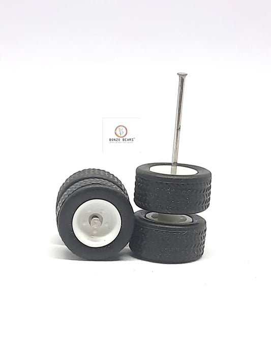 Rubber Tire - 12mm + 10mm , Spl White Rim 28mm Axle