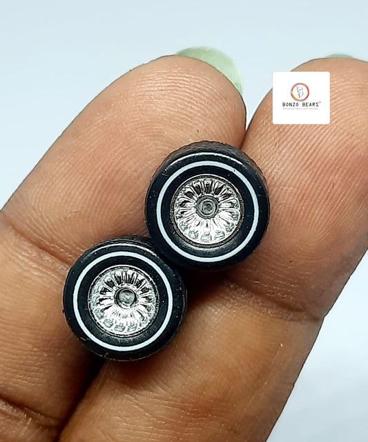 10 mm Dia Silver Chrome with Grey Line - Rubber Tyre
