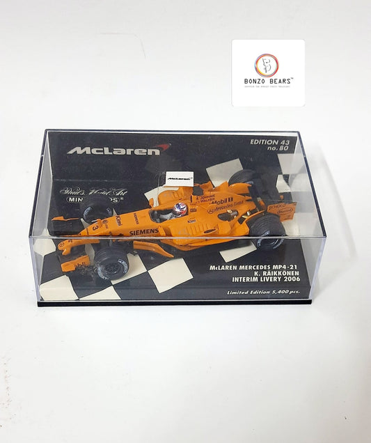 Limited edition - Rare Minichamps - 1/43 McLaren Mercedes MP4-21 - Kimi Räikkönen "Interim Livery" 2006 (Papaya Orange Testing Livery)