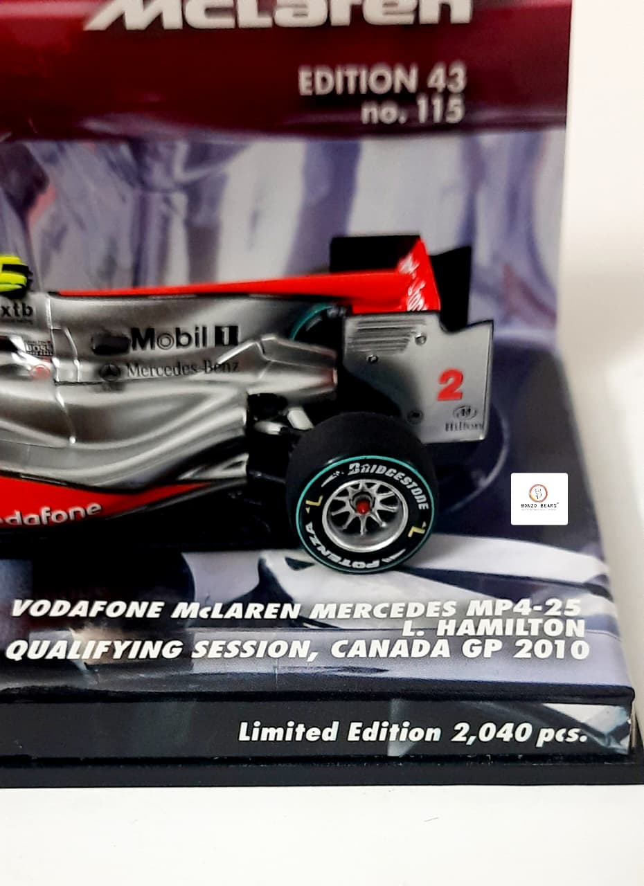 RARE Lewis Hamilton's Mini Champs 1:43 McLaren Ed 43 No.115 - Vodafone Mclaren Mercedes MP4-25 - Cancada GP 2010 - Limited Edition (2040Pcs)