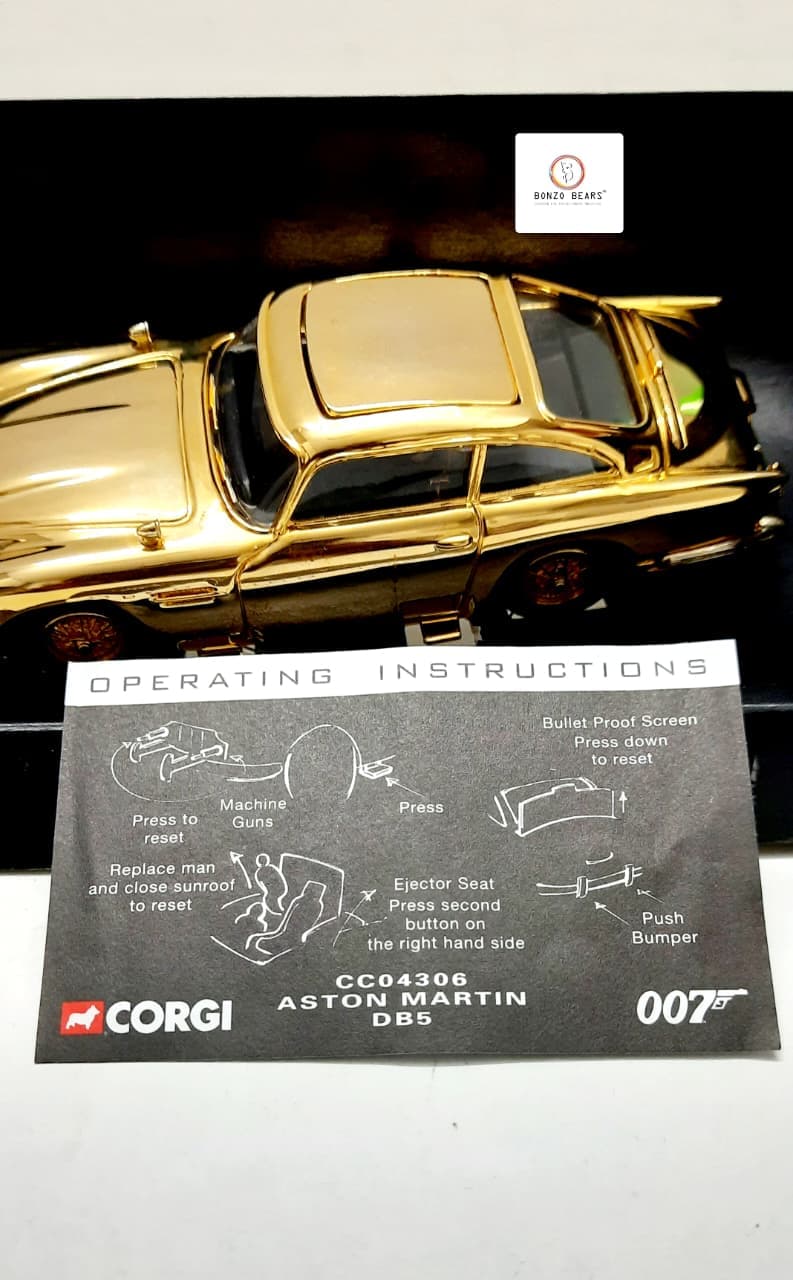 Rare Limited Edition (1/12000) 24k- Gold Plated - CORGI & Bond 40th Anniversary Edition - Aston Martin DB5 007 Bond Car 1/36 - Near Mint with fully functioning keys