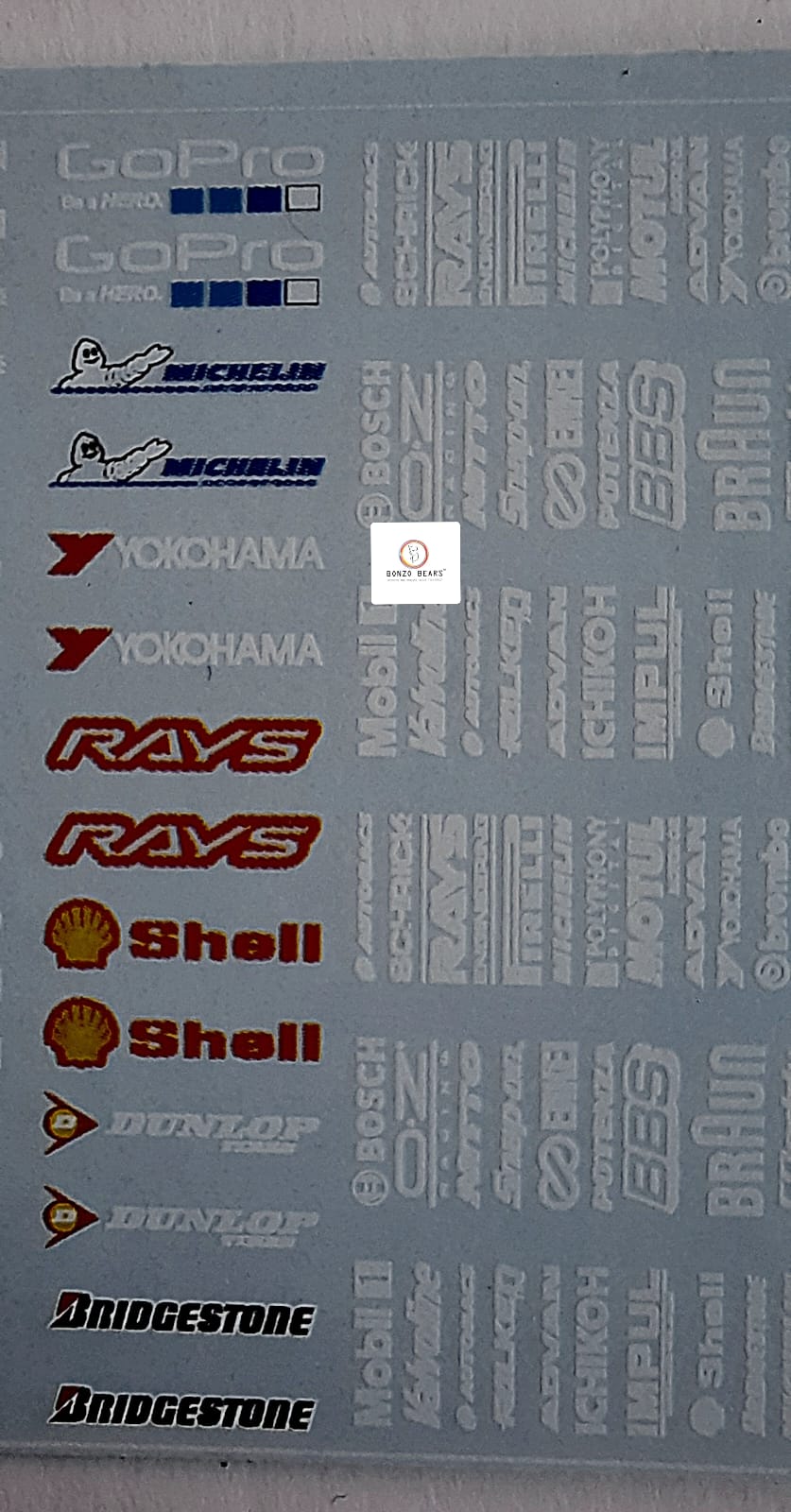 Muti Brand Logo White Water Slide Decal for 1/64 cars - Hotwheels , Tomica , Minigt & Majorette