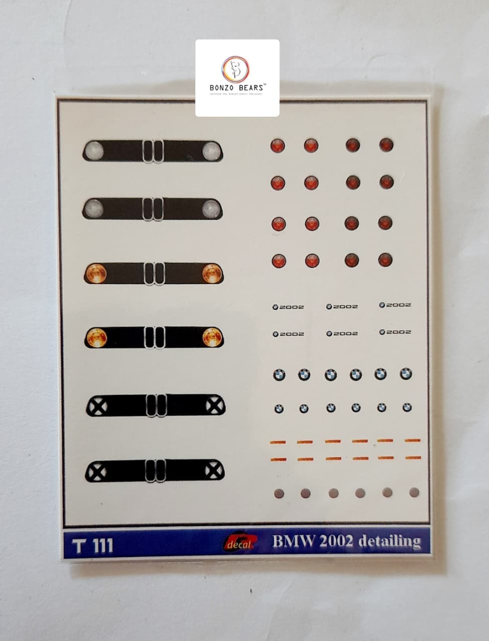 High Quality imported BMW - Waterslide Decals for 1/64 Cars| Bonzo Bears