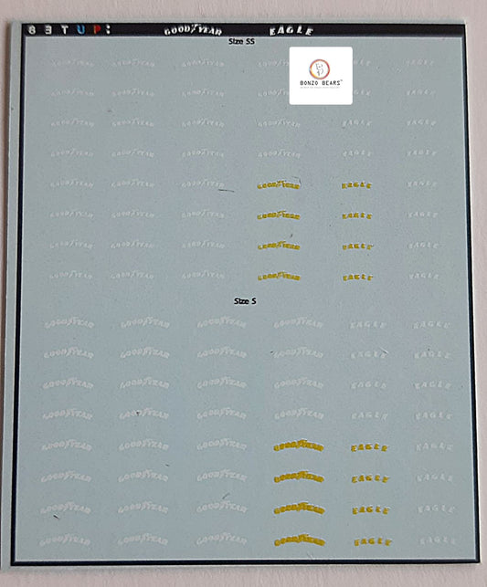 Good year and Eagle Tyre Water Slide Decal  for 1/64-- Hot wheels , Minit GT & Tomica