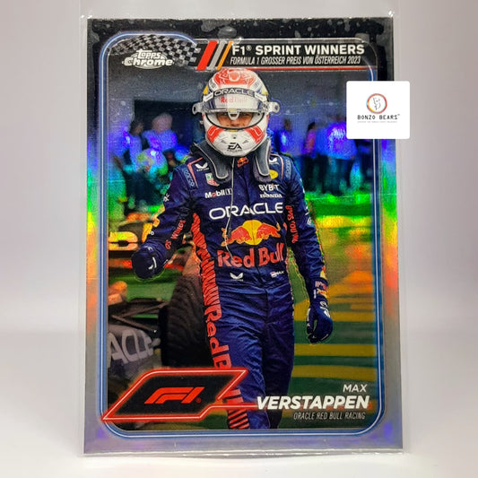 Max Verstappen wearing Helmet  Refractor #149 Austrian Grand Prix Oracele Red Bull Racing - 2024 Topps Chrome Formula 1 Card