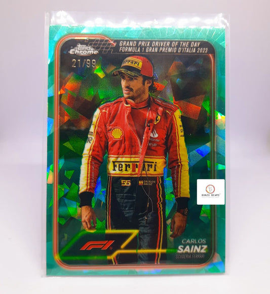 Aqua Sapphire  - Carlos Sainz 21/99(Limited to 99 Prints World Wide) Ferrari  Racing Team Gran Premio D' Italia 2023(Italian grand prix ) F1 card | Bonzo Bears