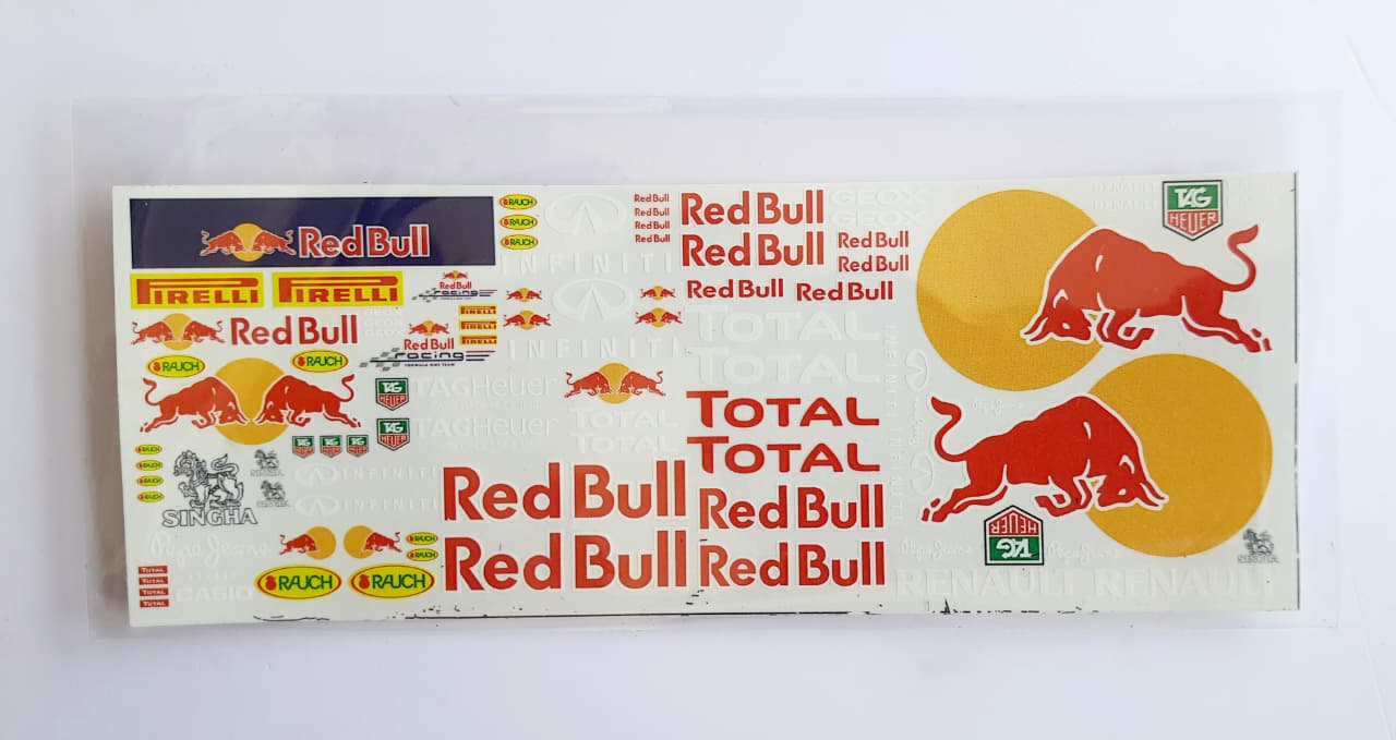 Red Bull, TagHueur , Firelli  ,Total , Renault Stickers for 1/43 &1/64-- Hot wheels , Minit GT & Tomica