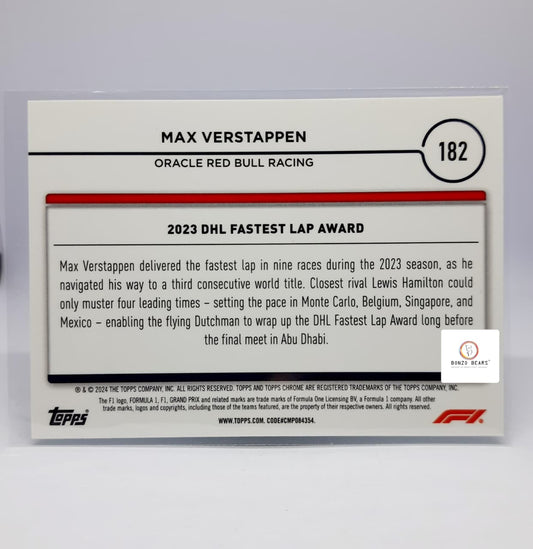 Max Verstappen Award Winners Green Refractor27/99(Limited to 99 Printed World Wide) #182 - 2024 Topps Chrome Formula 1| F1 card| Bonzo Bears