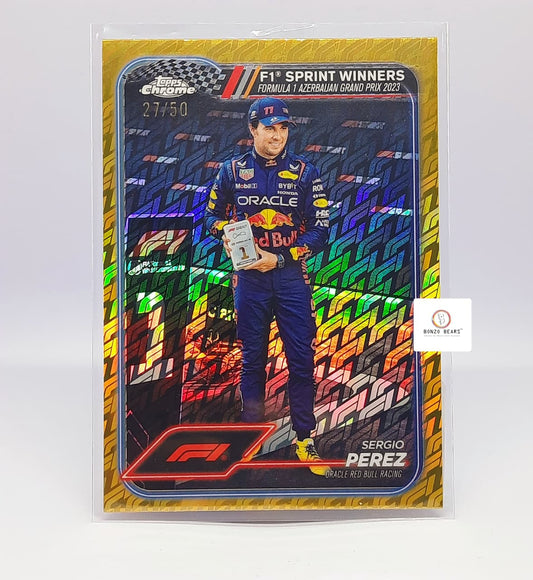 Logofractor Gold  Sergio Perez 27/50(Limited to 50 Prints world Wide) #148 - 2024 Topps Chrome Formula 1 Card | Bonzo Bears