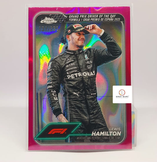 Lewis Hamilton Fuchsia Lava -131/225( Limited to 225 Prints World Wide) #165- 2024 Topps Chrome Formula 1 card| Bonzo Bears