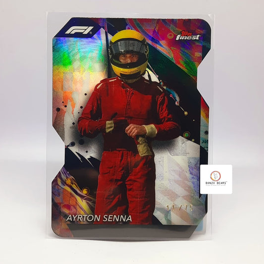 Ayrton Senna Uncommon Die-Cut 11/75(Limited to 75 Prints World Wide) #179 Green -Blue - Gold Refractor -  2024 Topps Finest Formula 1 | Bomzo Bears