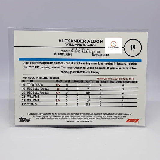 Mini Diamonds- Alexander Albon 208/299( Limited to 299 Prints world Wide) Williams Racing- Tops Chrome