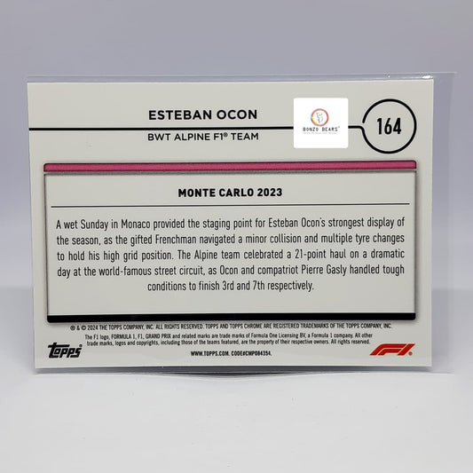 Logo Refractor - Esteban Ocon  42/99(Limited to 99 Prints worldwide) #164 2024 Topps Chrome Formula 1 - BWT Alphine Team special card