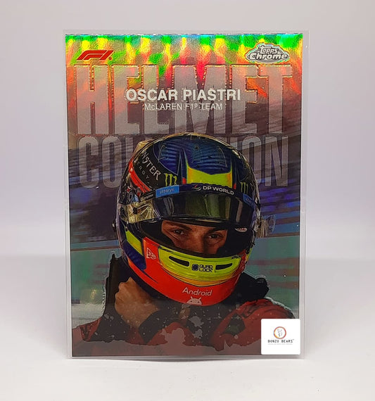 Oscar Piastri Helmet Card Refractor- 2024 Topps Chrome Formula 1 - Mclaren team ( Most wanted )
