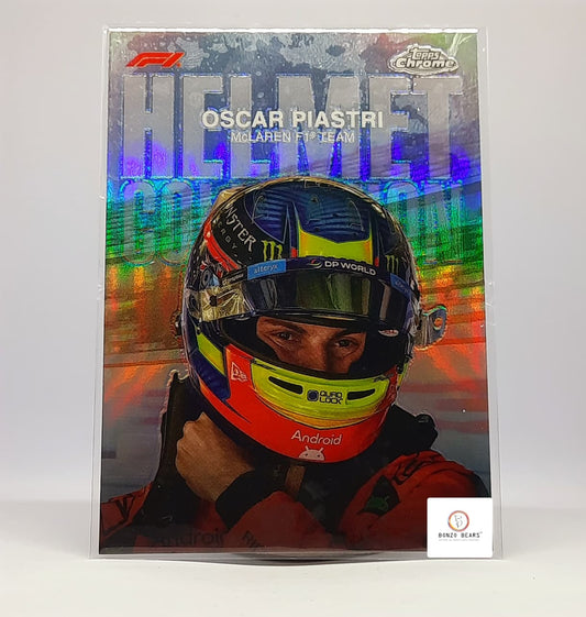 Oscar Piastri Helmet Card Refractor- 2024 Topps Chrome Formula 1 - Mclaren team ( Most wanted )
