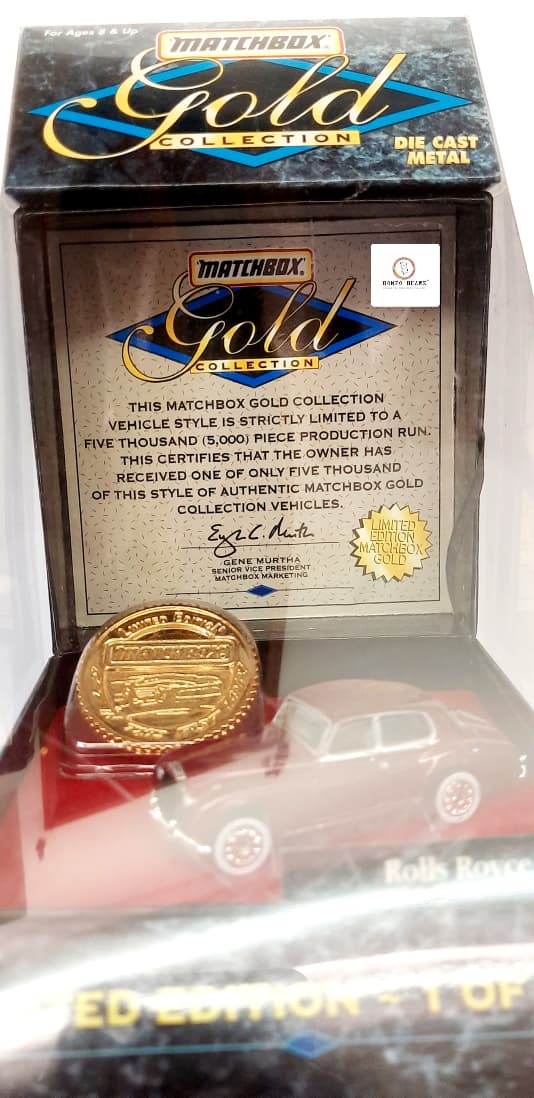 (LIMITED EDITION) Rolls Royce (1 of 5000)  1996 Release Matchbox Gold Collection – with Collectors Coin | Bonzo Bears
