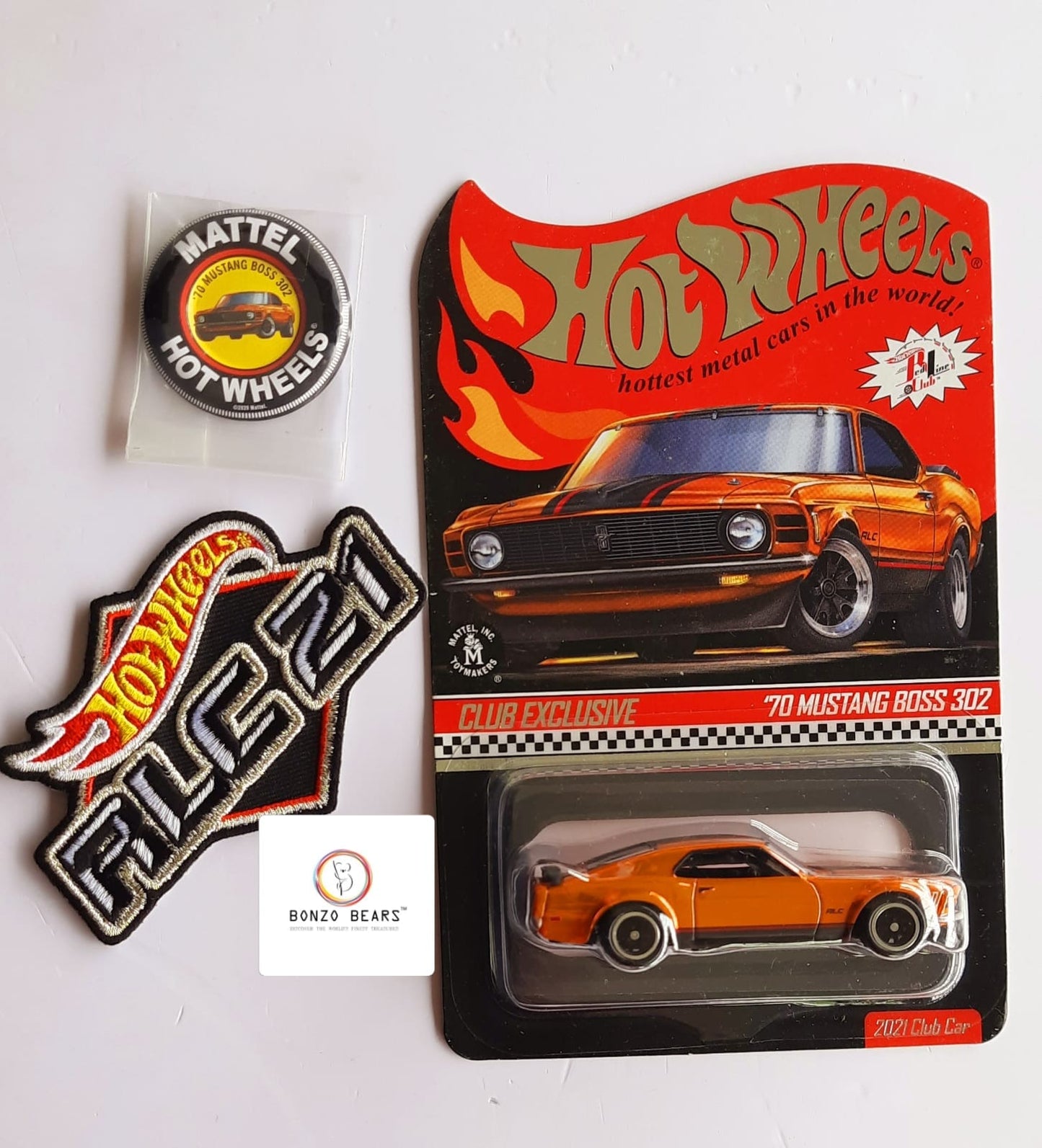70 Mustang Boss 302  with Mattel logo and Hot Wheels patch - Hot Wheels | Bonzo Bears