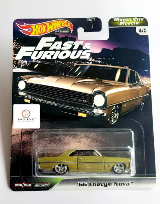 Premium '66 Chevy Nova - Fast and Furious - Hot Wheels (Gold) | Bonzo Bears CB