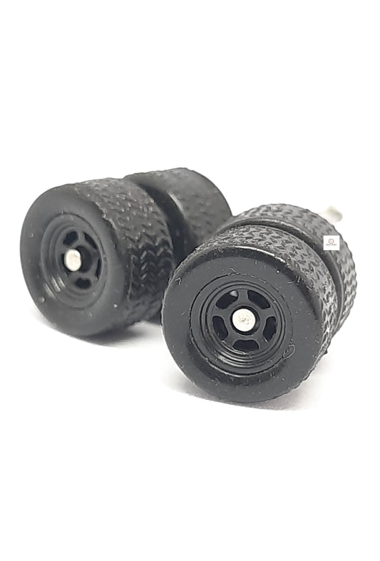 10mm Dia 5 Spoked Black Rim Rubber  Tyres for 1/64 cars
