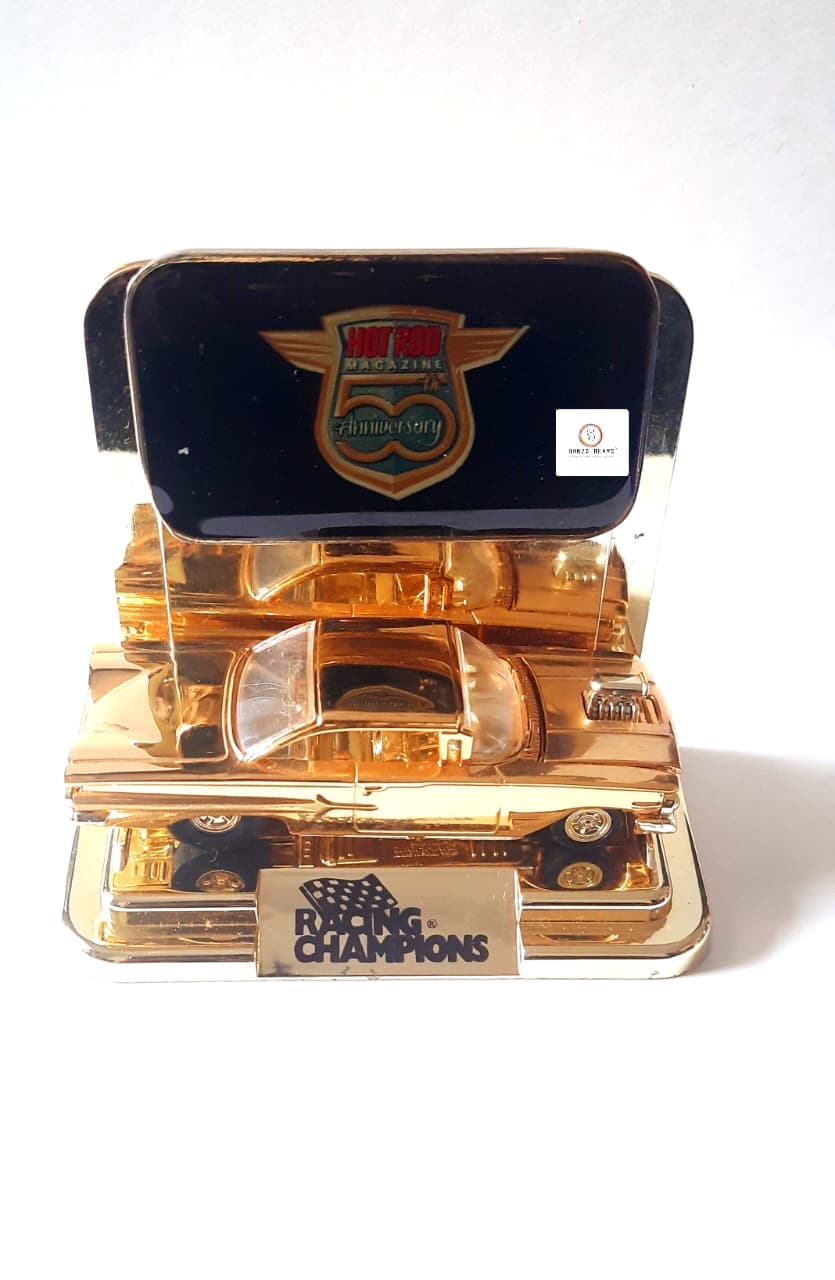 '60 Chevy Impala (24K Gold) - Racing Champions - Hot Rod Magazine 50th Anniversary Collector Series (1997 Released) (As per picture)