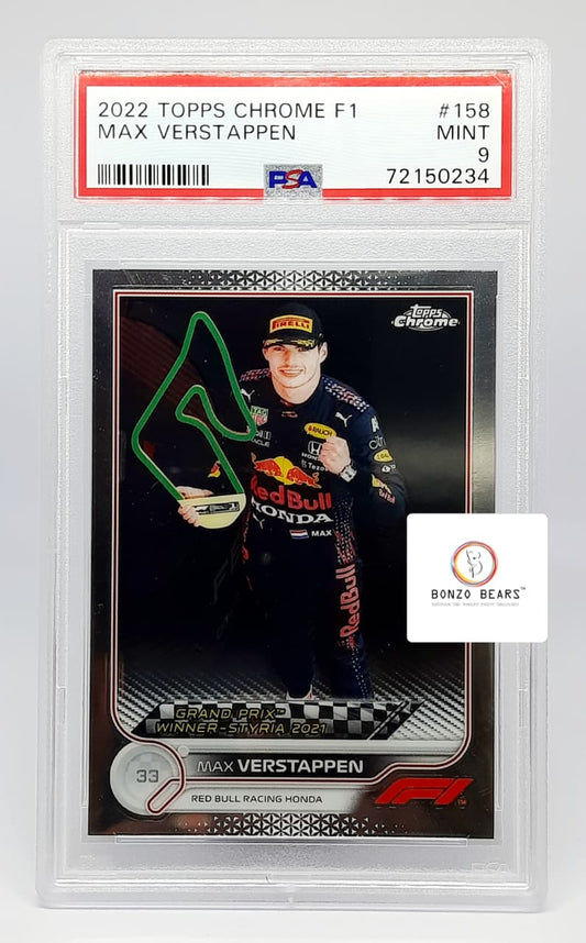 Max Verstappen  2022 Topps Chrome Formula 1 F1 #158  Graded PSA Mint 9| Bonzo Bears