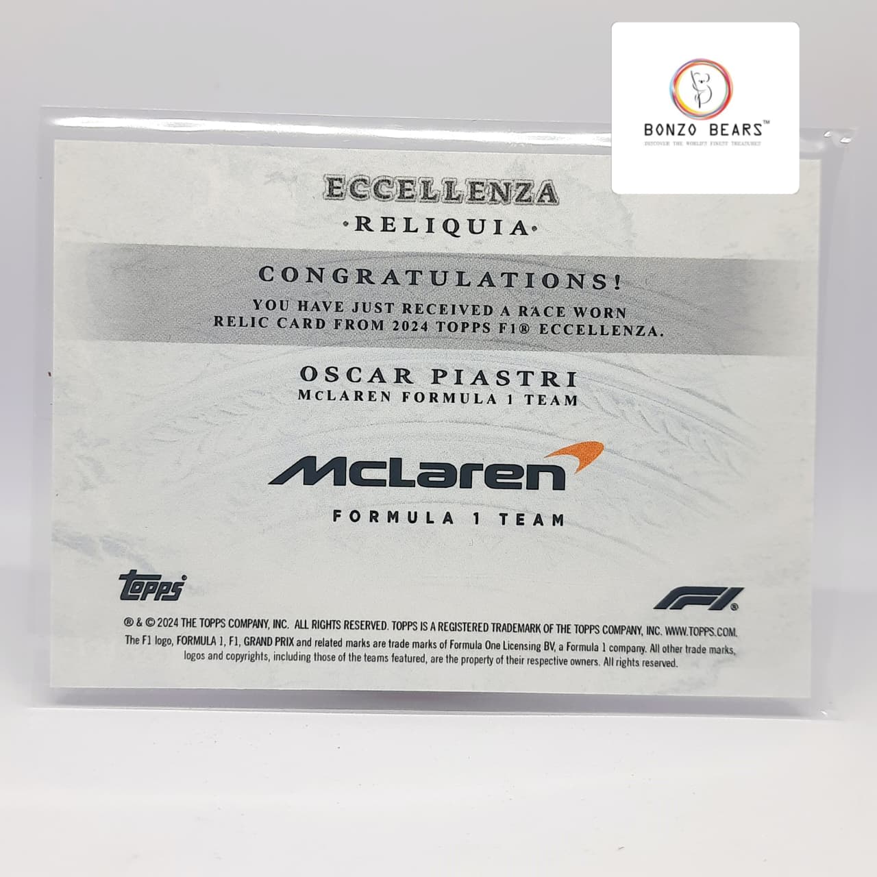 Oscar Piastri – 2024 Eccellenza Reliquia Race-Worn Patch | McLaren Racing | Bonzo Bears