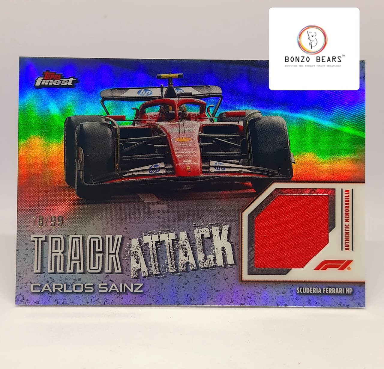 Carlos Sainz( Numbered Patch card) 2024 Topps Chrome Finest F1 Track Attack 78/99 | Bonzo Bears