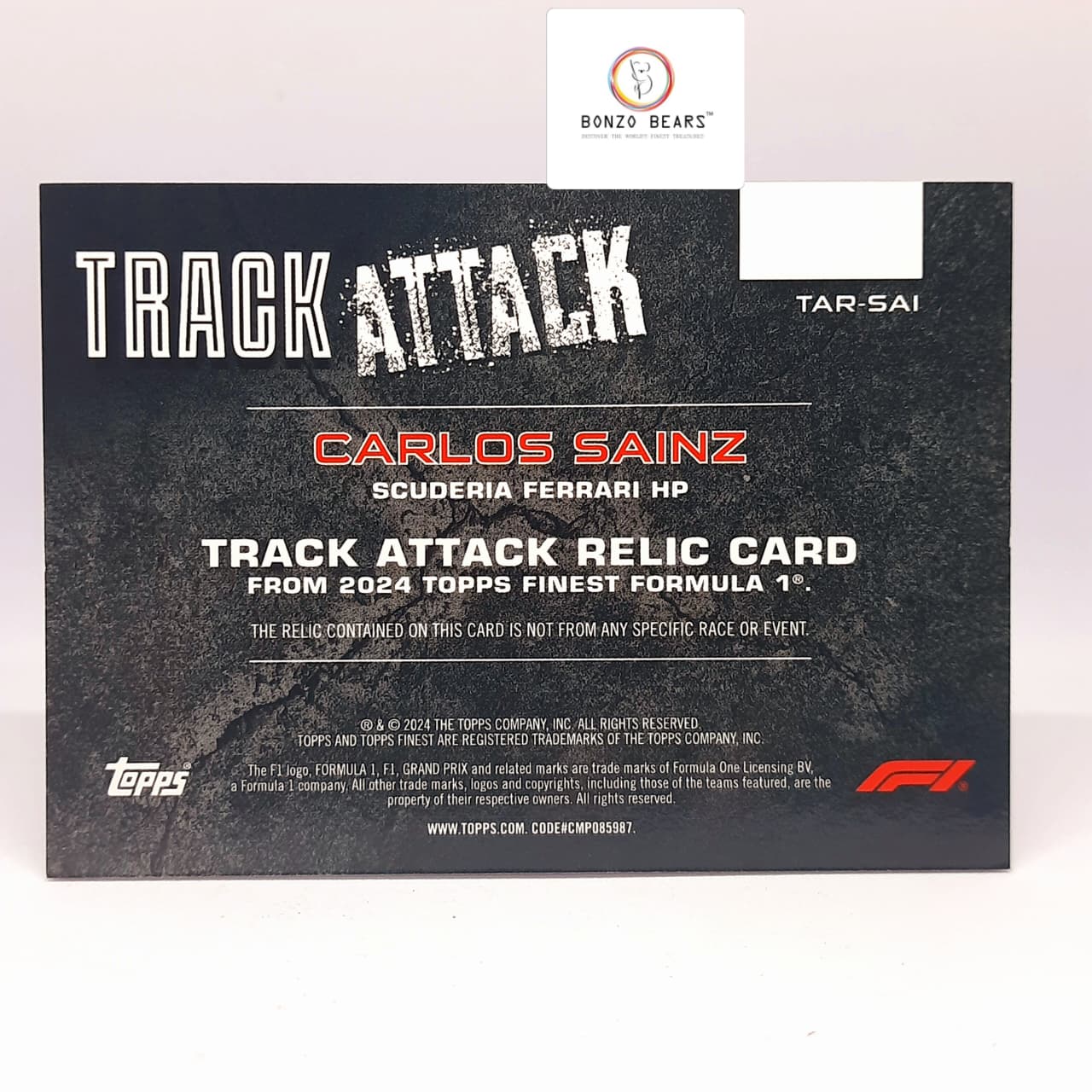 Carlos Sainz( Numbered Patch card) 2024 Topps Chrome Finest F1 Track Attack 78/99 | Bonzo Bears