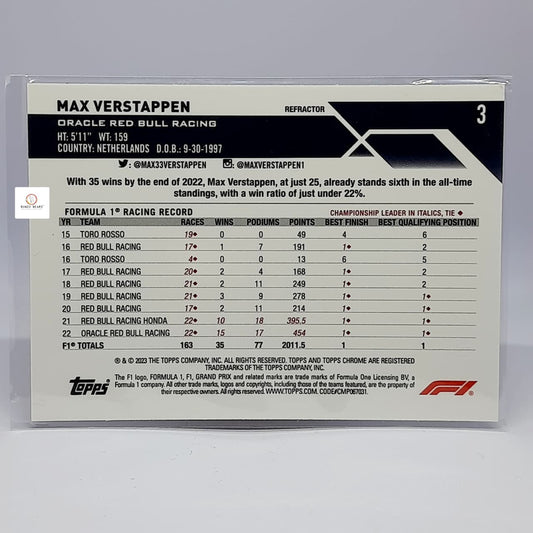 2023 Topps Chrome - Formula 1 F1 Red Bull Max Verstappen Refractor #3