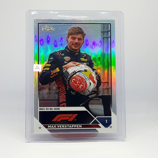 2023 Topps Chrome Formula 1 – Max Verstappen #2 “Championship Leader” Portrait with Helmet – Refractor Card | Bonzo Bears