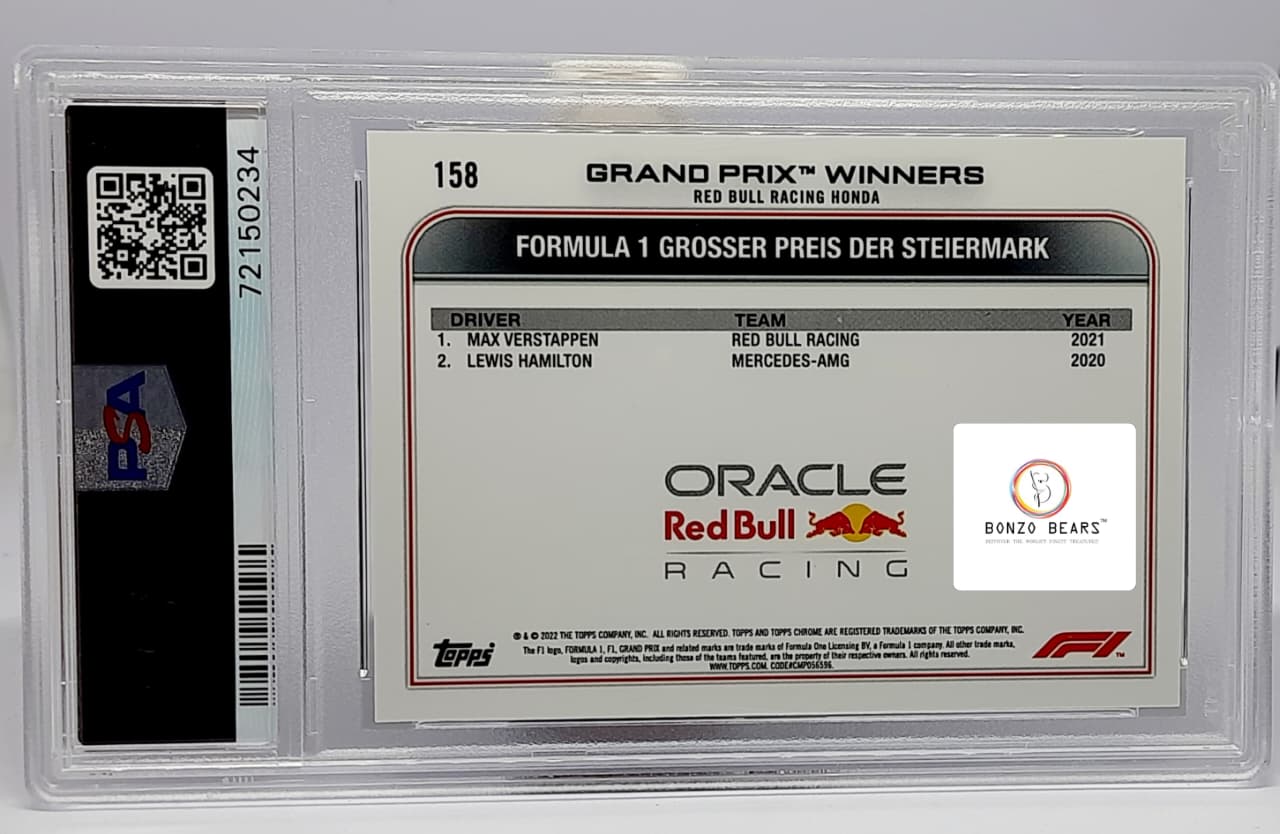 Max Verstappen  2022 Topps Chrome Formula 1 F1 #158  Graded PSA Mint 9| Bonzo Bears