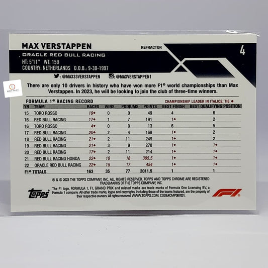 2023 Topps Chrome - Formula 1 F1 Drivers #4 Max Verstappen (Refractor)