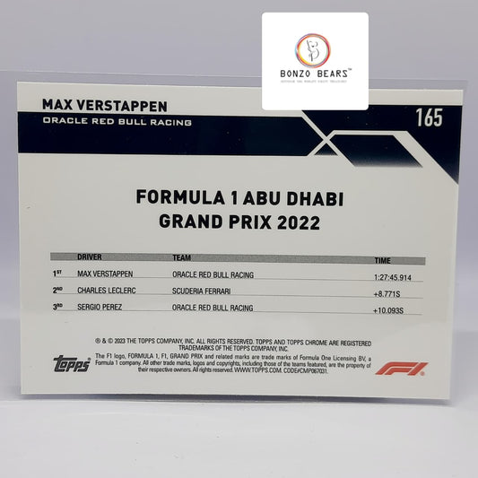 Max Verstappen Sapphire Edition - 2023 Topps Chrome F1 Formula 1  Max Verstappen Red Bull #165 | Bonzo Bears