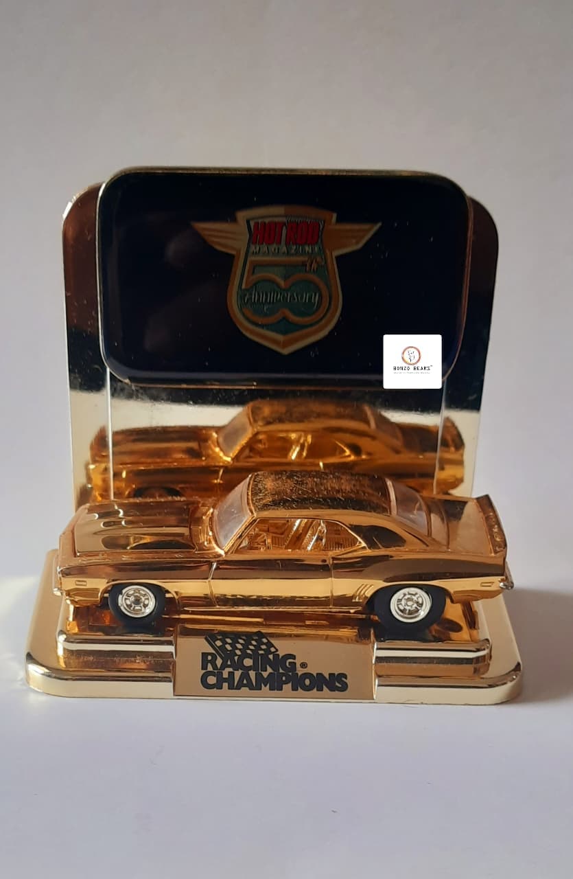 '69 Chevy Camaro (24K Gold) - Racing Champions - Hot Rod Magazine 50th Anniversary Collector Series (1997 Released) (As per picture)