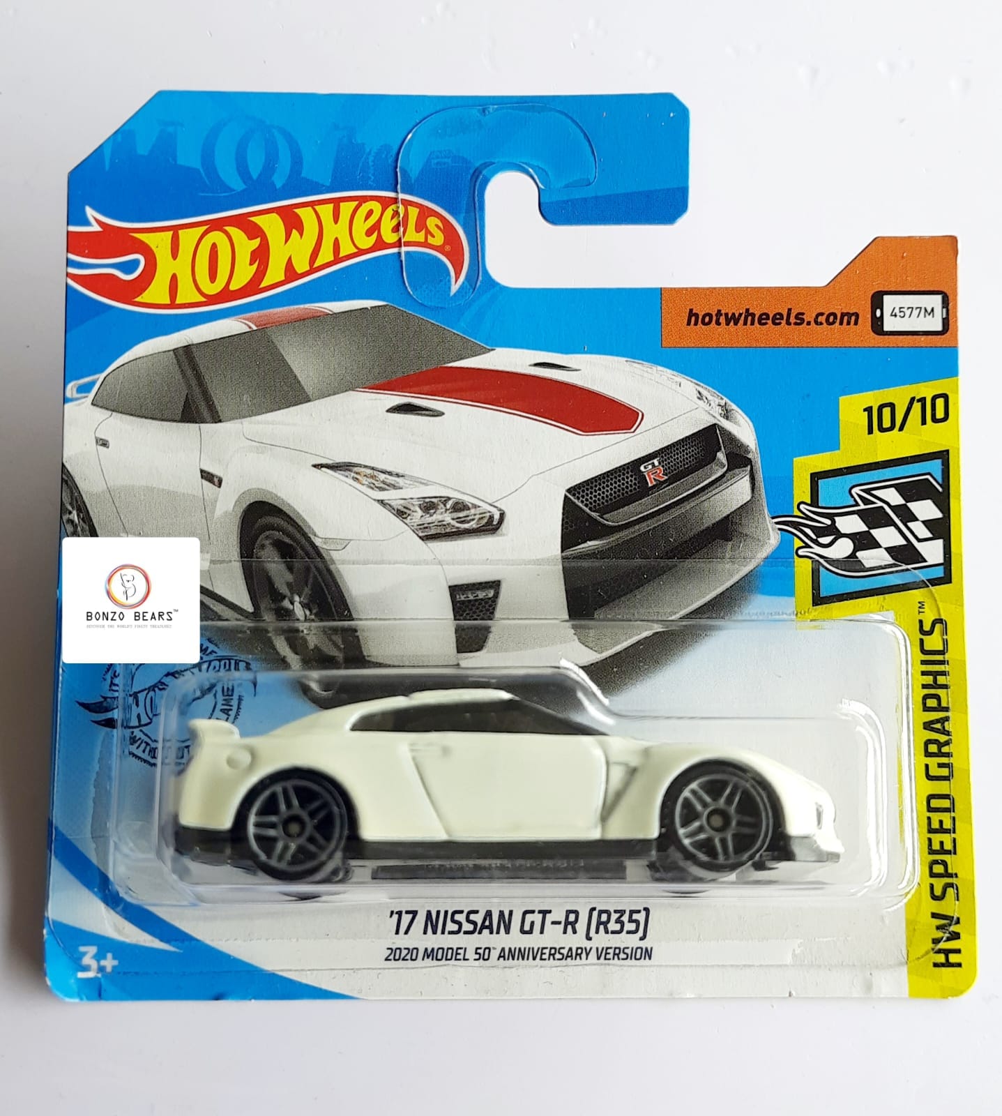 '17 Nissan GT-R (R35) (White)- Hot Wheels (Short Card) | Bonzo Bears PB16