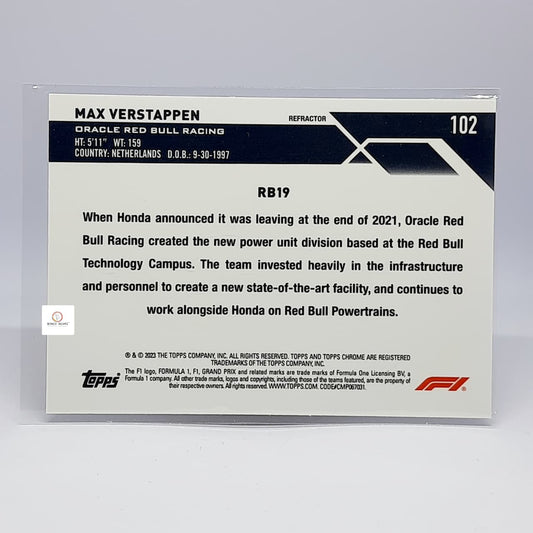 2023 Topps Chrome Formula 1 - F1 Cars Max Verstappen #102 (Refractor)  Oracle Red Bull Racing