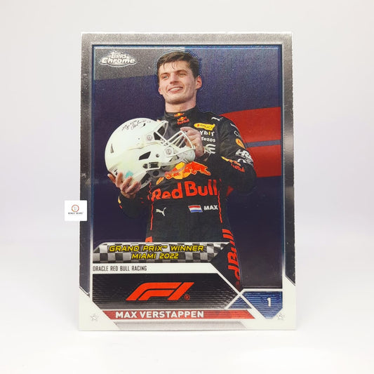 2023 Topps Chrome Max vestappen Base Miami Grand Prix Portrait with helmet #148 - Base card