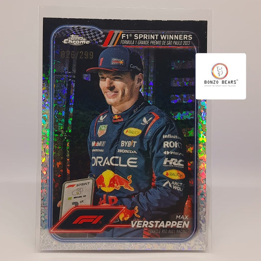 Max Verstappen - Numbered Mini Diamond Limited Editon 026/299-   2024 Topps Chrome Formula 1 F1 #153 SAO PAULO | Bonzo Bears