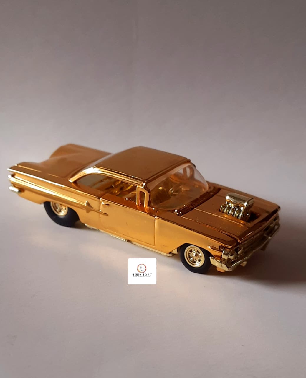 '60 Chevy Impala (24K Gold) - Racing Champions - Hot Rod Magazine 50th Anniversary Collector Series (1997 Released) (As per picture)