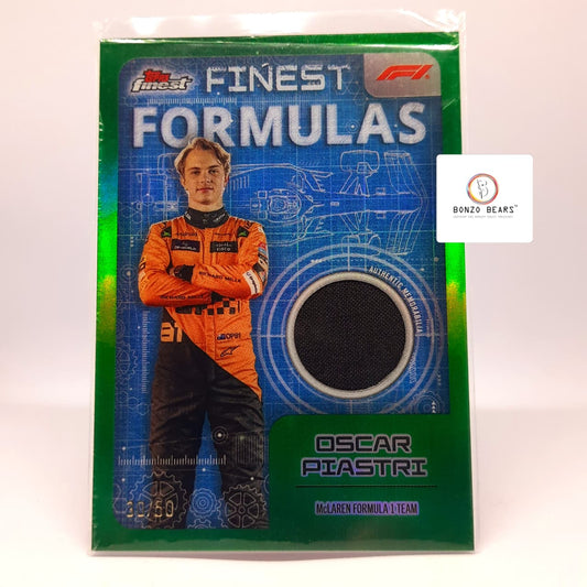 Oscar Piastri( Numbered Patch card)2024 Finest F1Formulas Refractor Jersey Green #30/50 Patch Topps Chrome F1 | Bonzo Bears