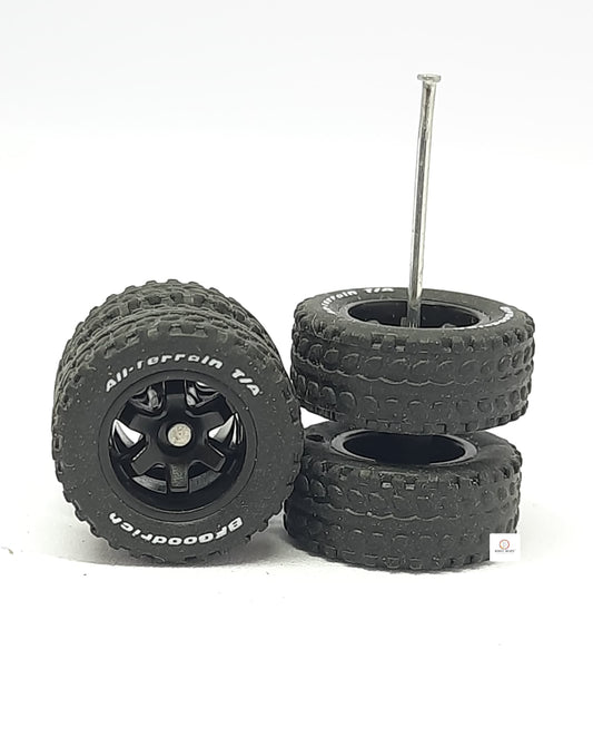 4X4 BFGoodrich All-Terrain Rubber Tyres 14mm 6 Spoked for 1/64 SUV Compatible