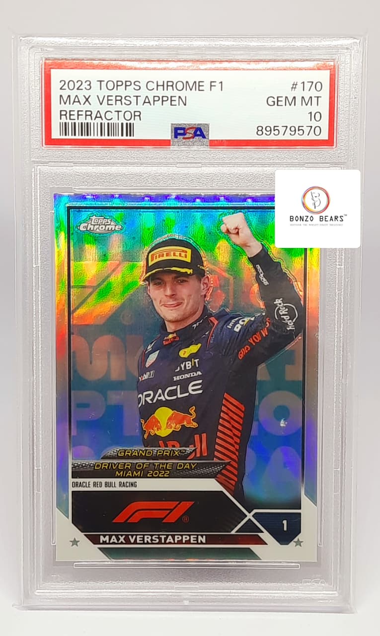 Max Verstappen 2023 Topps Chrome F1 Refractor #170 – PSA MINT 10 | Bonzo Bears