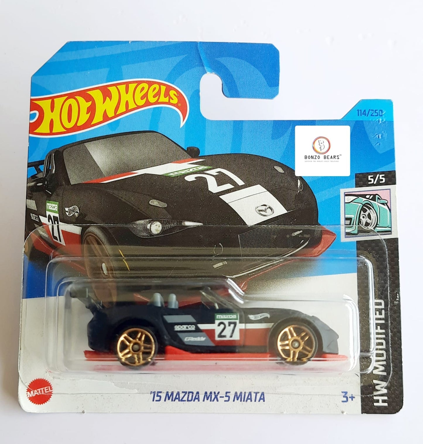 '15 Mazda MX-5 Miata with classy red base #27 - Hot Wheels (European Short Card) | Bonzo Bears
