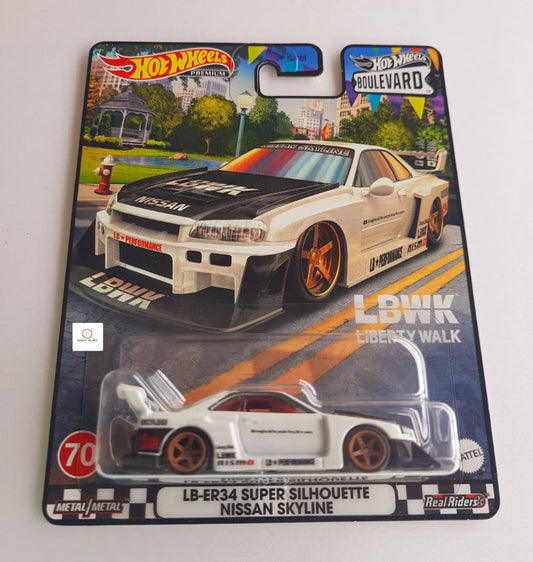 LB-ER34 Super Silhouette Nissan Skyline - Hot Wheels Premium (Liberty Walk) (White)
