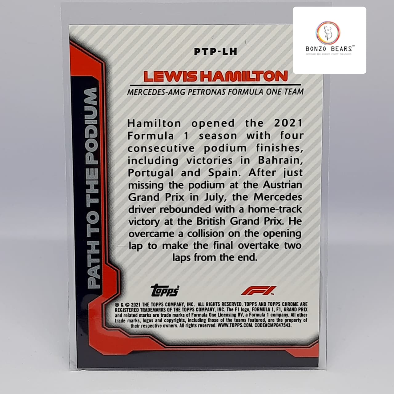 Lewis Hamilton - 2021 Topps Chrome Formula 1 F1- Insert card -  Path to the Podium #PTP-LH| Bonzo Bears