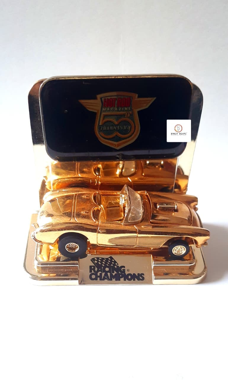 '67 Chevy Corvette (24K Gold) - Racing Champions - Hot Rod Magazine 50th Anniversary Collector Series (1997 Released) (As per picture-Missing Bumper Trim)