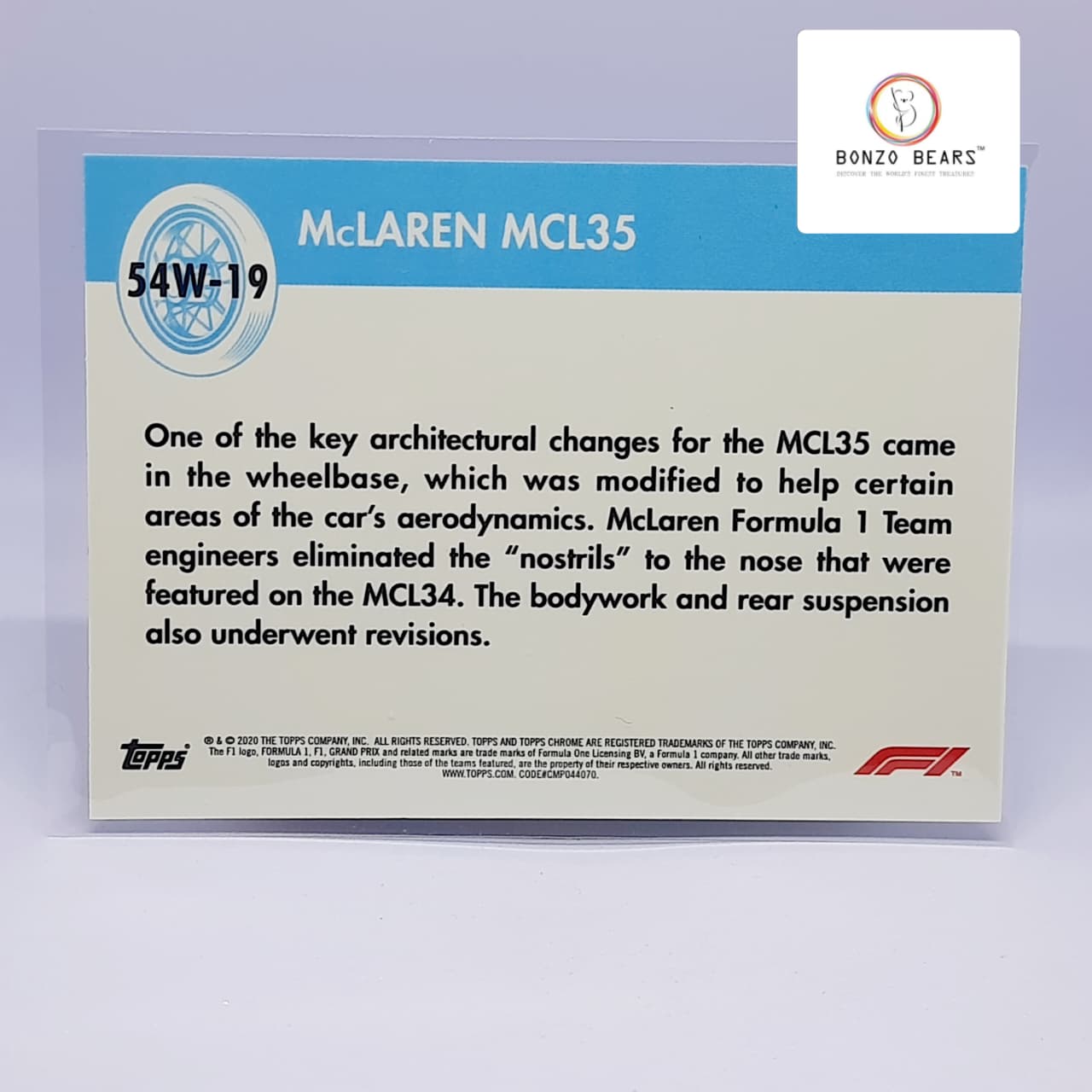 McLaren World On Wheels (Refractor) 2020 Topps Chrome Formula 1 F1 #54W-19 | Bonzo Bears