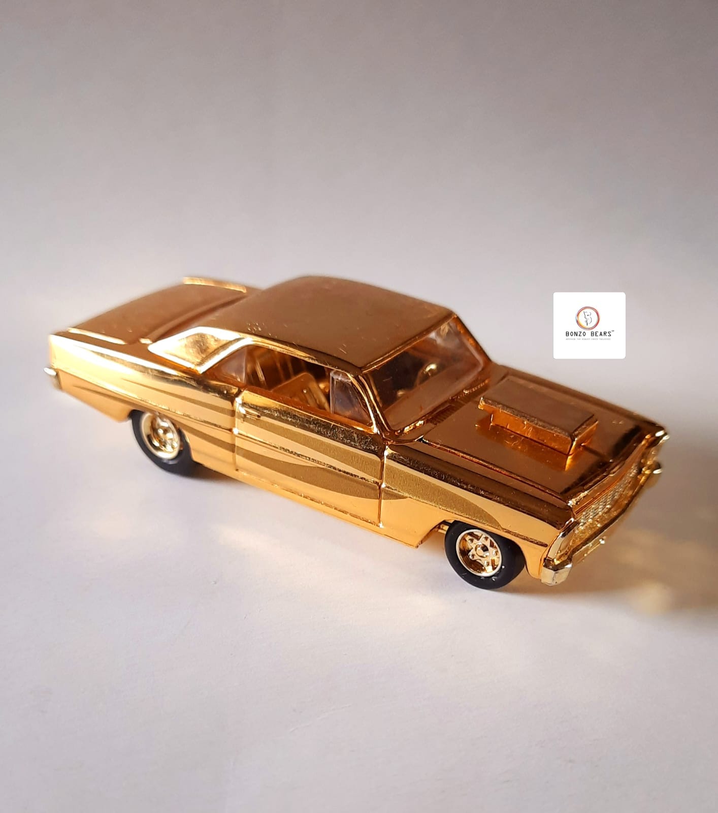 '66 Chevy Nova (24K Gold) - Racing Champions - Hot Rod Magazine 50th Anniversary Collector Series (1997 Released) (As per picture)